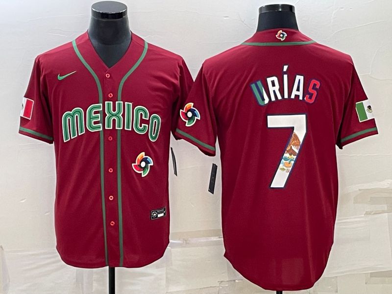 Men 2023 World Cub Mexico #7 Urias Red Nike MLB Jersey15->more jerseys->MLB Jersey